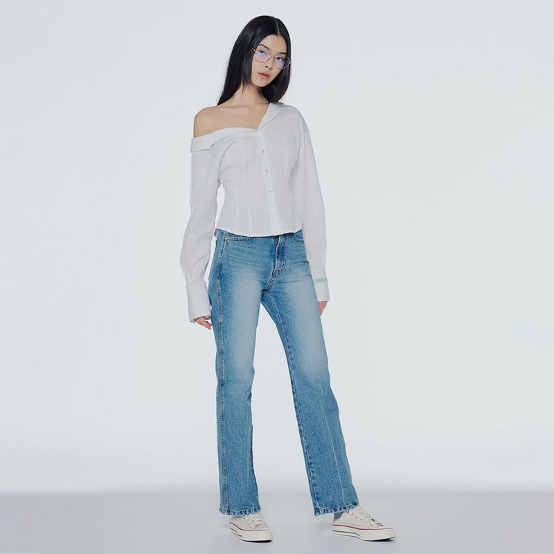 Slim-fit one-shoulder shirt