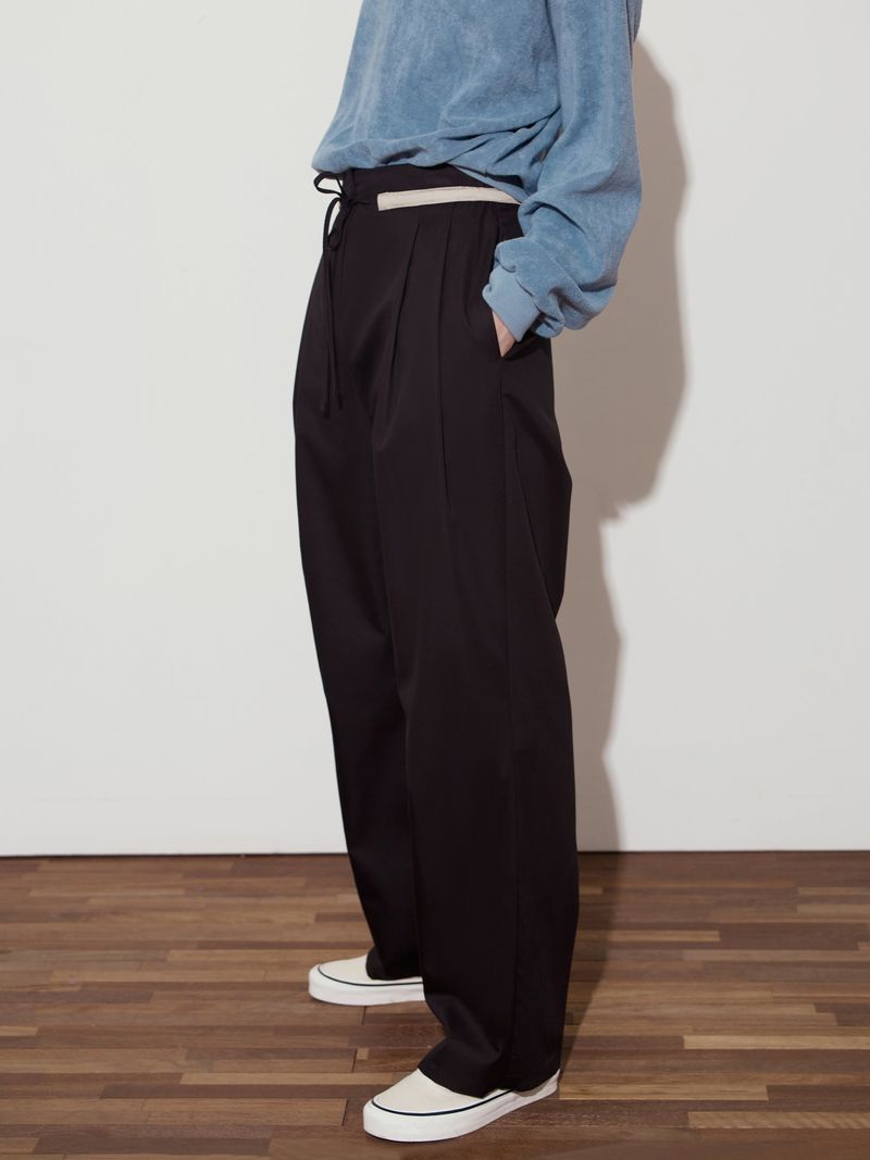 STRING LINE PANTS -BLACK