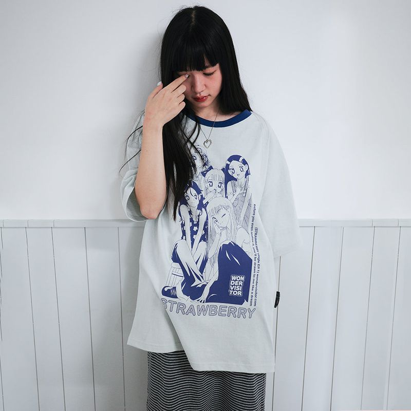 wonder visitor（ワンダービジター）の「ストロベリーEP1オーバーフィットTシャツ [2 Color]（トップス）」