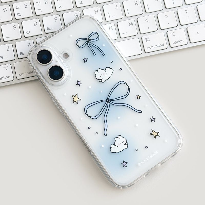 Monani Studio（モナニースタジオ）の「[Gel-hard] Ribbon rabbit Phone case(Blue) (only case)（Smartphone Accessories）」