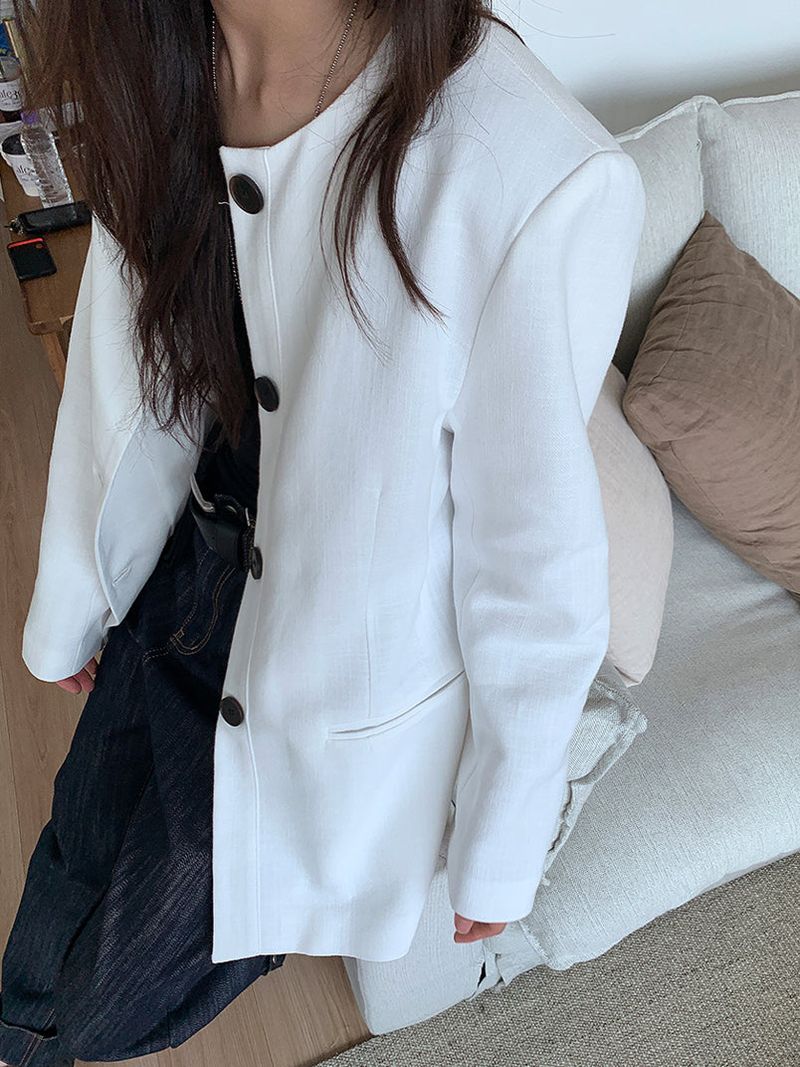 NON COLLAR LINEN JACKET (2C)