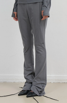 Button Slit Bootcut Pants / Charcoal
