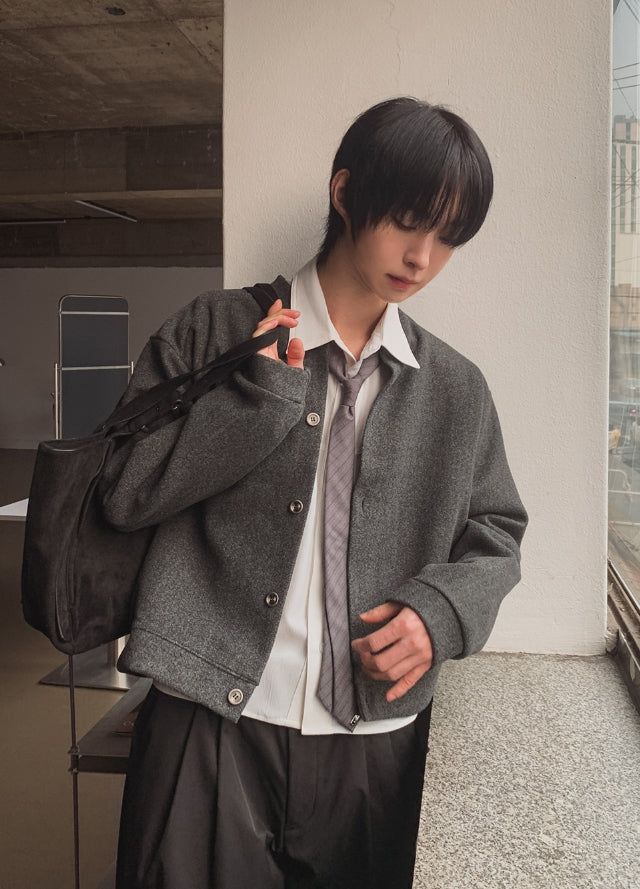 Flea Line Shoulder Wool Crop Cardigan