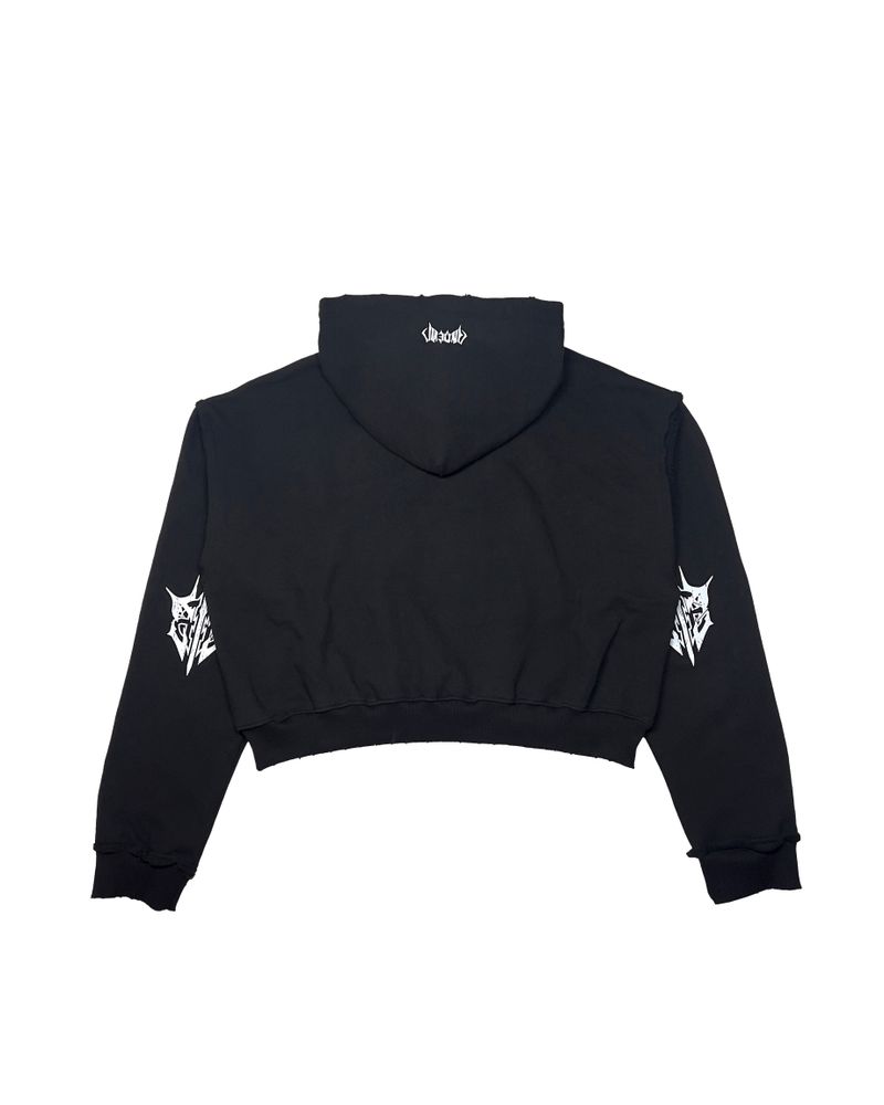 POLO CROP HOODIE_BLACK