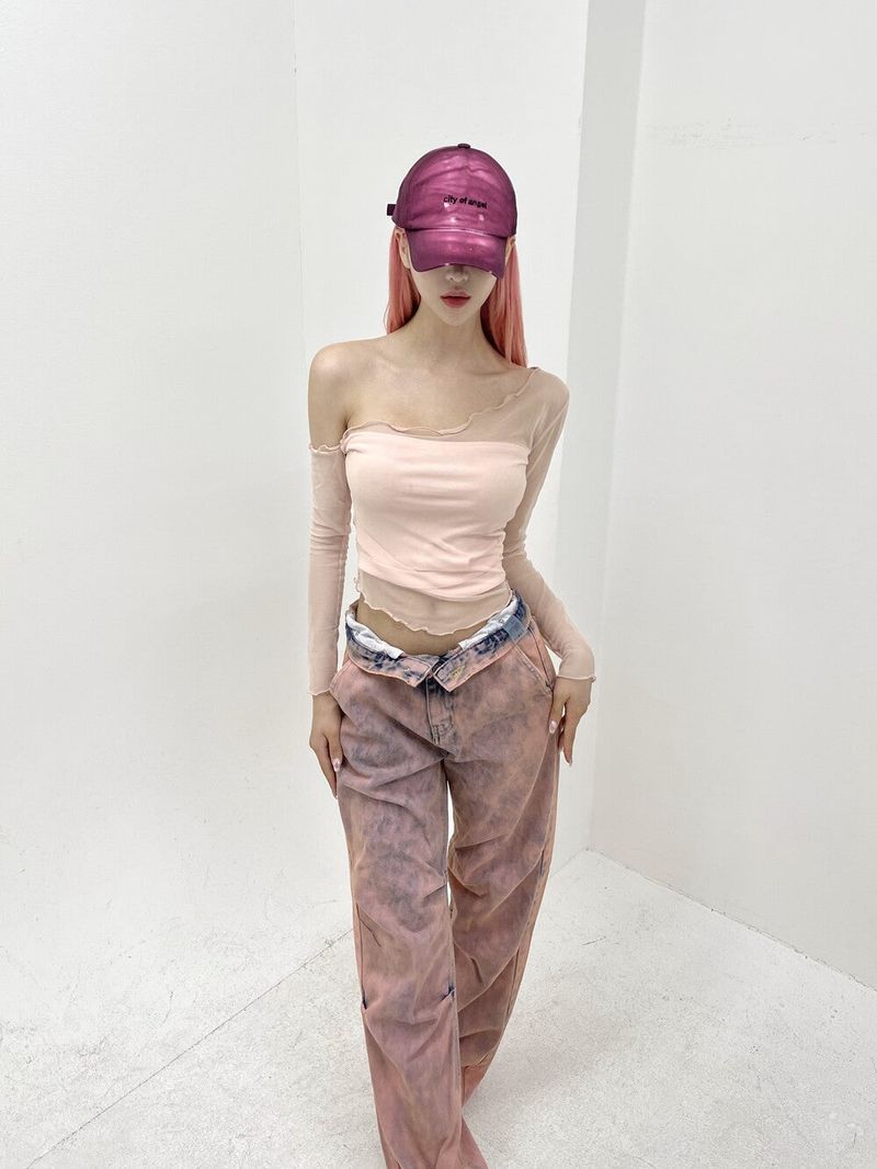 432. Summer wave mesh top (bk, wh, pk)