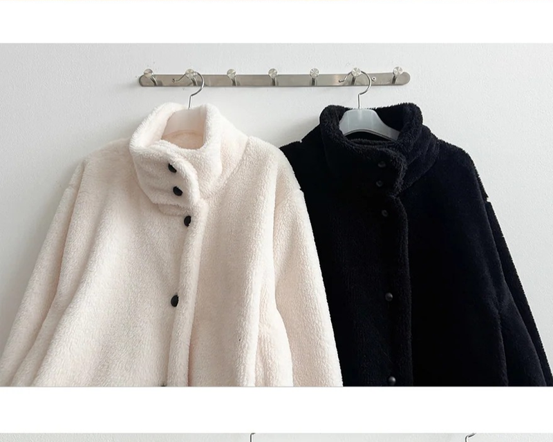 Falling High Neck Fleece Short Coat
