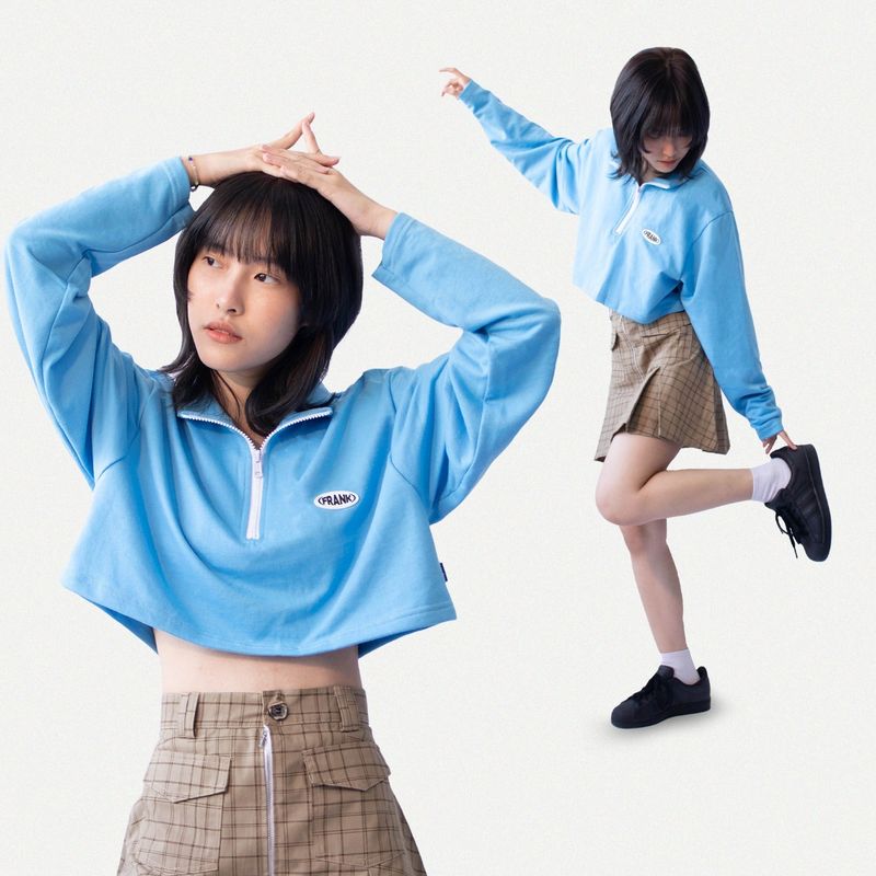 SHAWN CROP POLO (Light Blue)