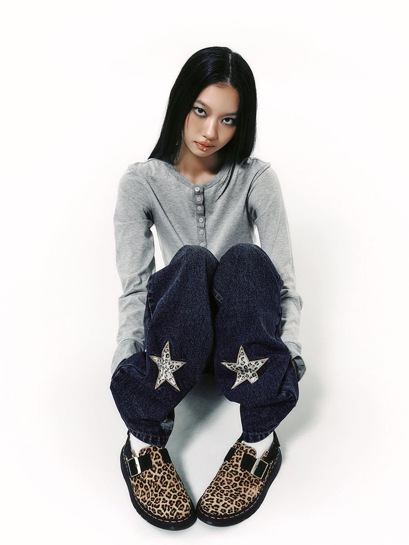 STAR APLIQUE DENIM PANTS INDIGO