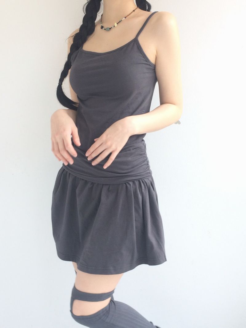 Shirring Flared Dress