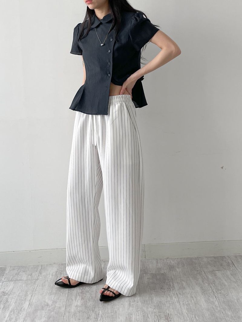 Stool Stripe Banding Wide Pants