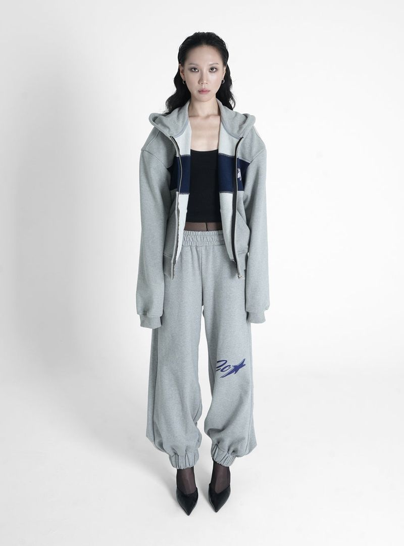 STAR LOGO HOODIE ZIP-UP GREY
