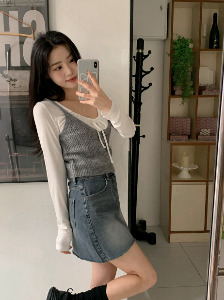 SHOPPERLAND（ショッパーランド）の「MR Washing A-line Denim Mini Skirt (2color)（Skirts）」