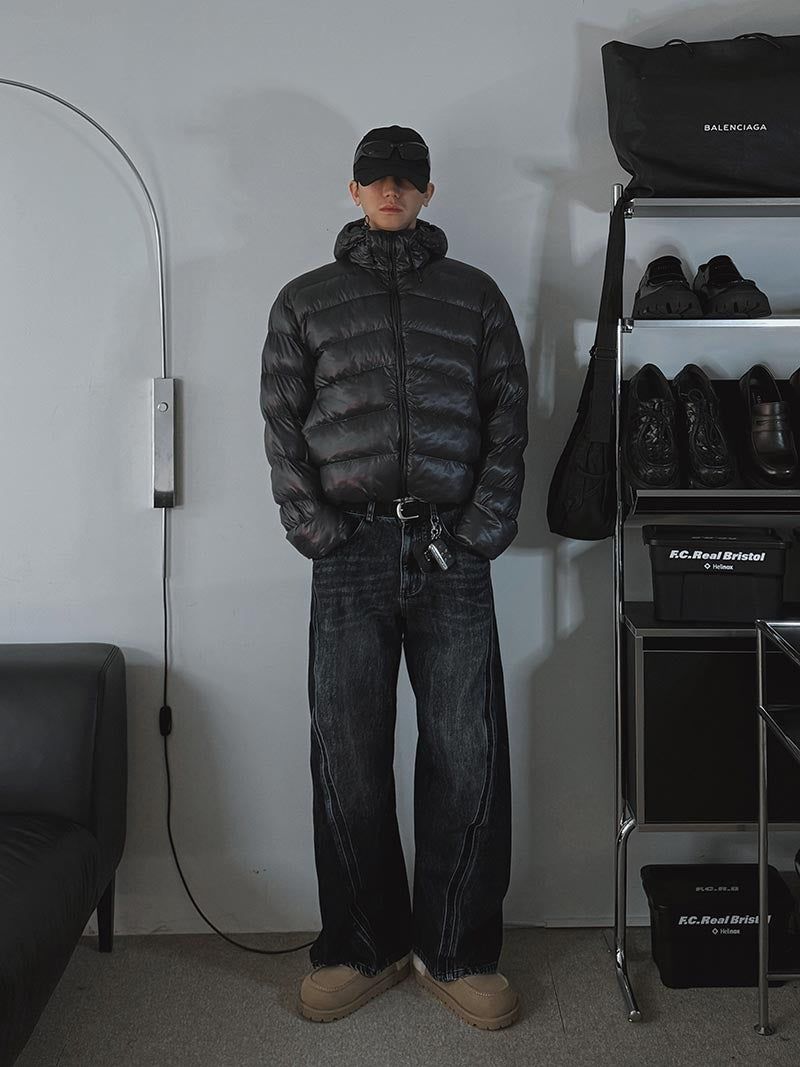 [Premium] Floppy Curved Denim Pants (Blue)