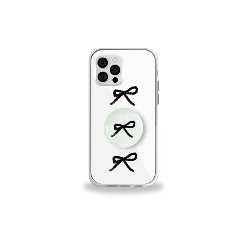 [セット] プレゼントシリーズ：ブラックリボンフォンケース + スマホグリップ