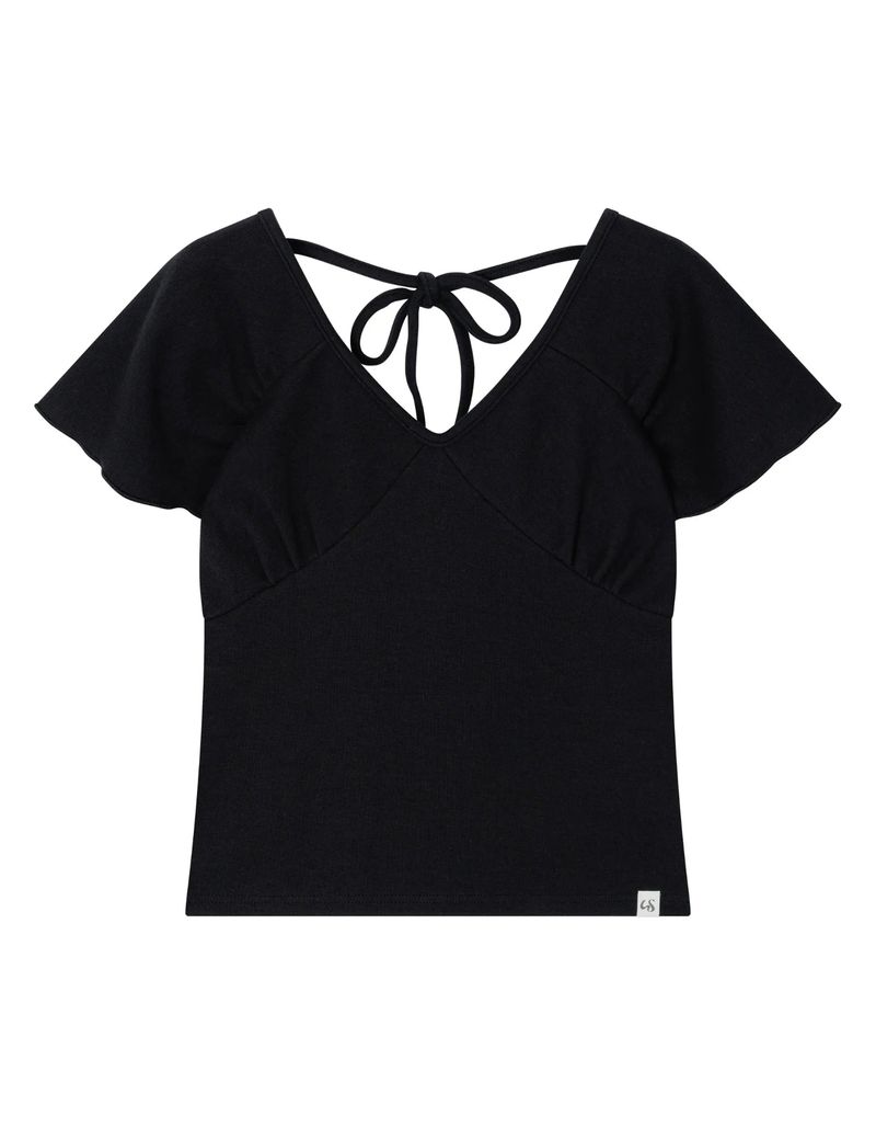 WRAP SHIRRING TOP(BLACK)