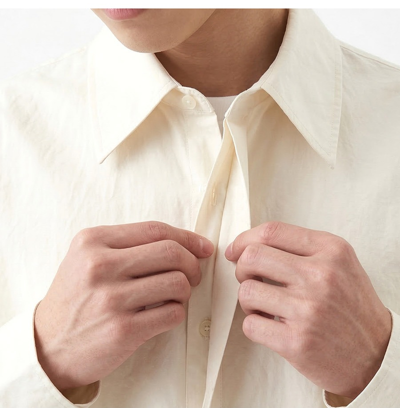 Overfit Stretch Crop Shirt Ivory