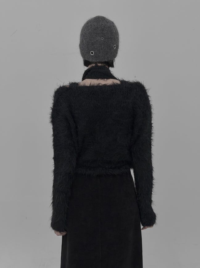 Muffler Set Sleeveless Fur Wrap Cardigan