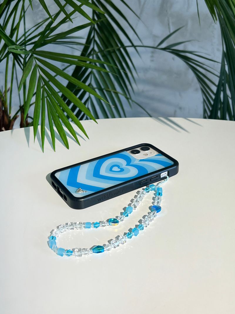 Ocean Blue Heart Me Crystal Long Strap