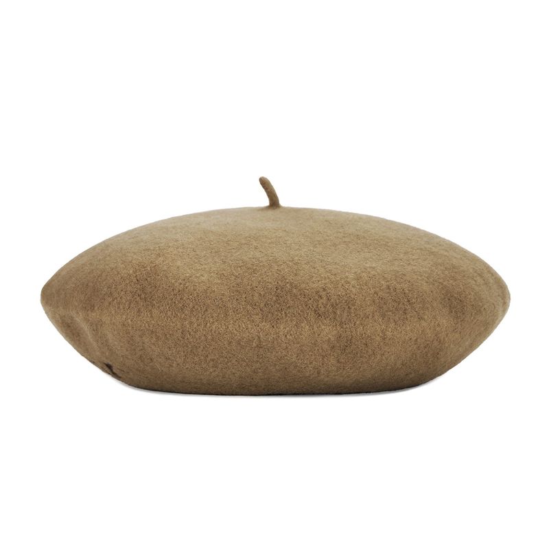 VARZAR Cursive Logo Wool Beret / Camel