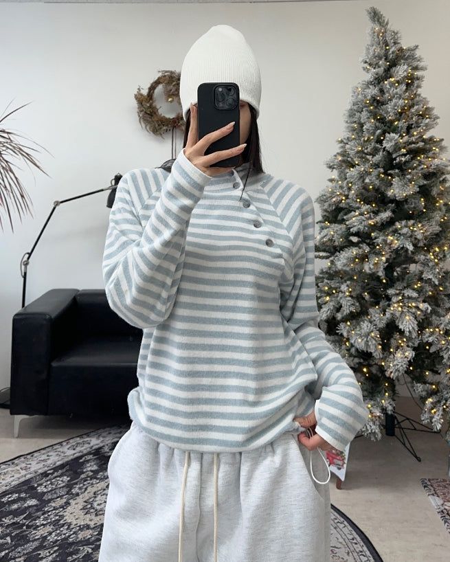 Veil diagonal button hood ST long sleeve