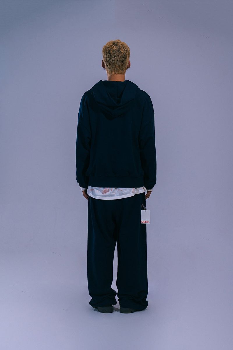 LETTERING HOODIE - NAVY