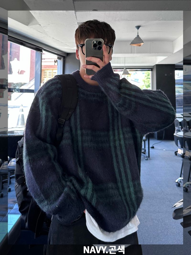 maranda check loosefit knit