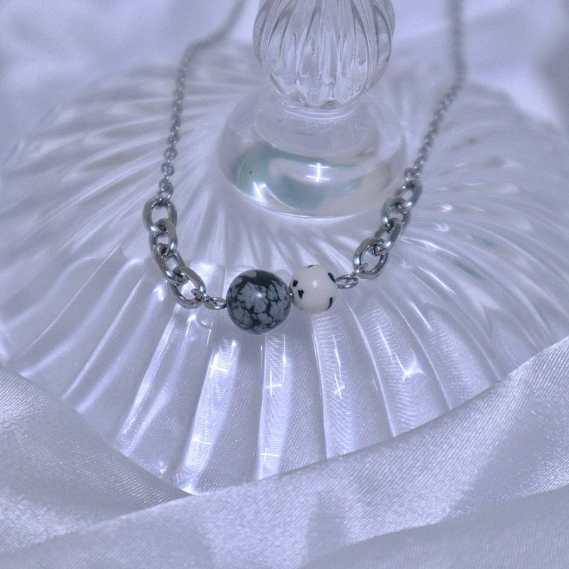 Black printed marble necklace
