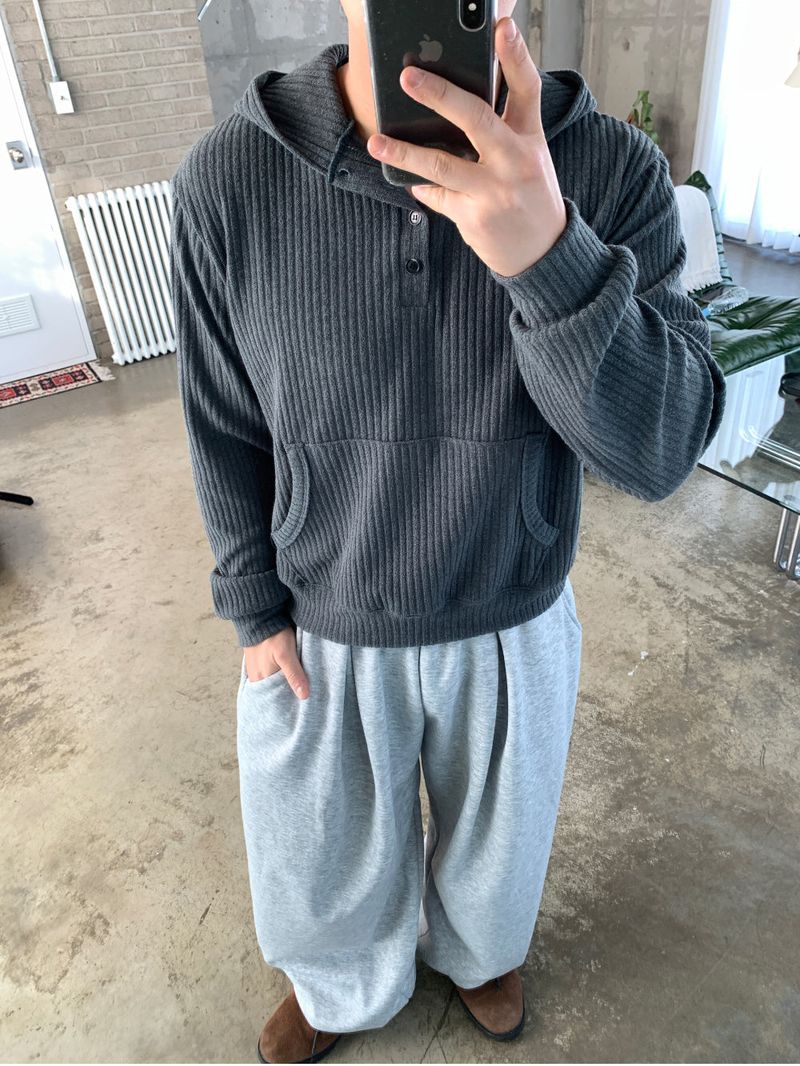 Henley neck crop hoodie