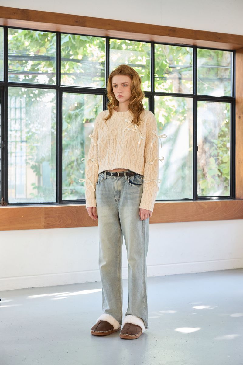 WHIMSICAL WOOL RIBBONE KNIT / IVORY