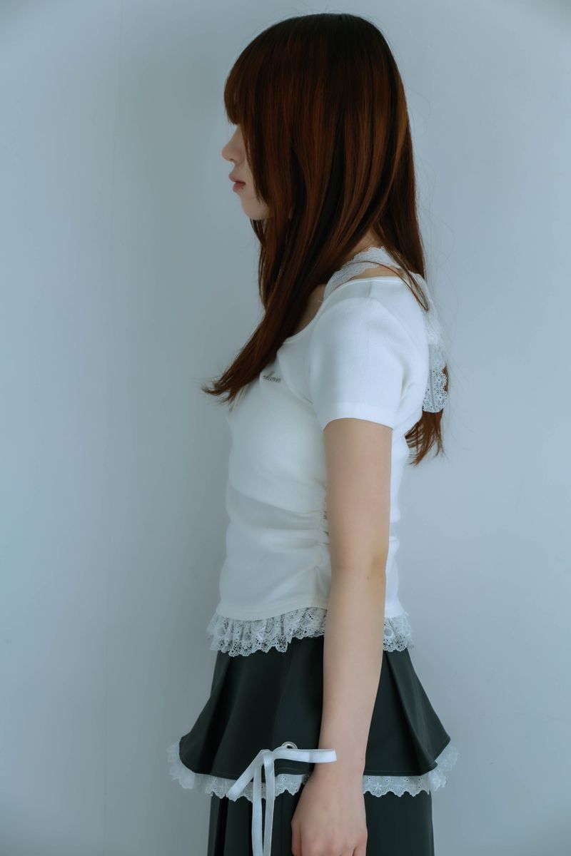 lace frill tee(white)