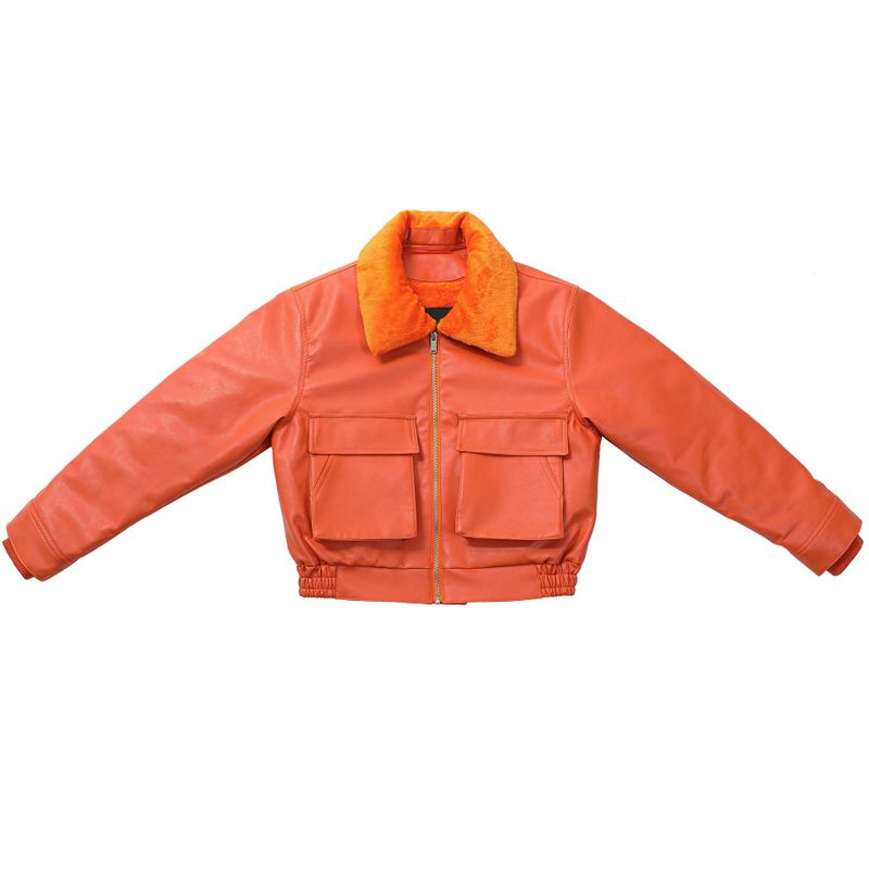 RIDERS LEATHER BOMBER ORANGE