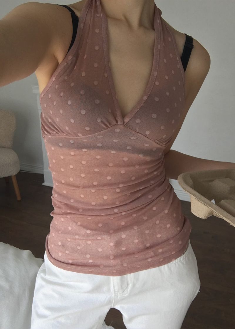 POLKA DOT HALTER SLEEVELESS