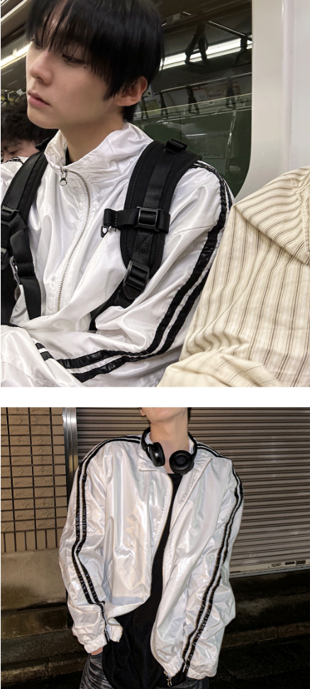 glossy track windbreaker