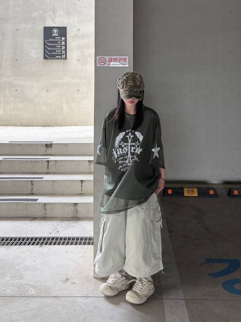 wing cross mesh t-shirt