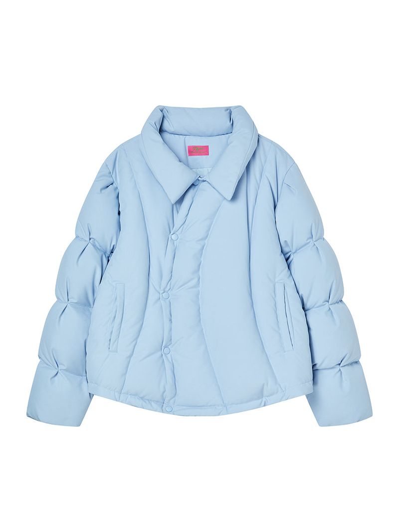 CURVE LINE COLLARED DOWN PUFFER (SKY BLUE)