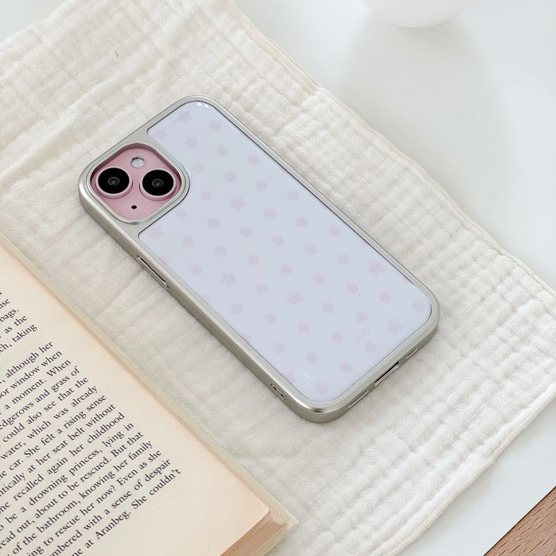 PINK DOT&STAR Silver Epoxy Case