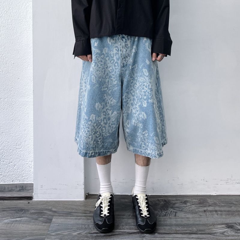 FADE MEET（フェードミート）の「Snowwashed Leopard Wide Denim Culottes（Pants）」