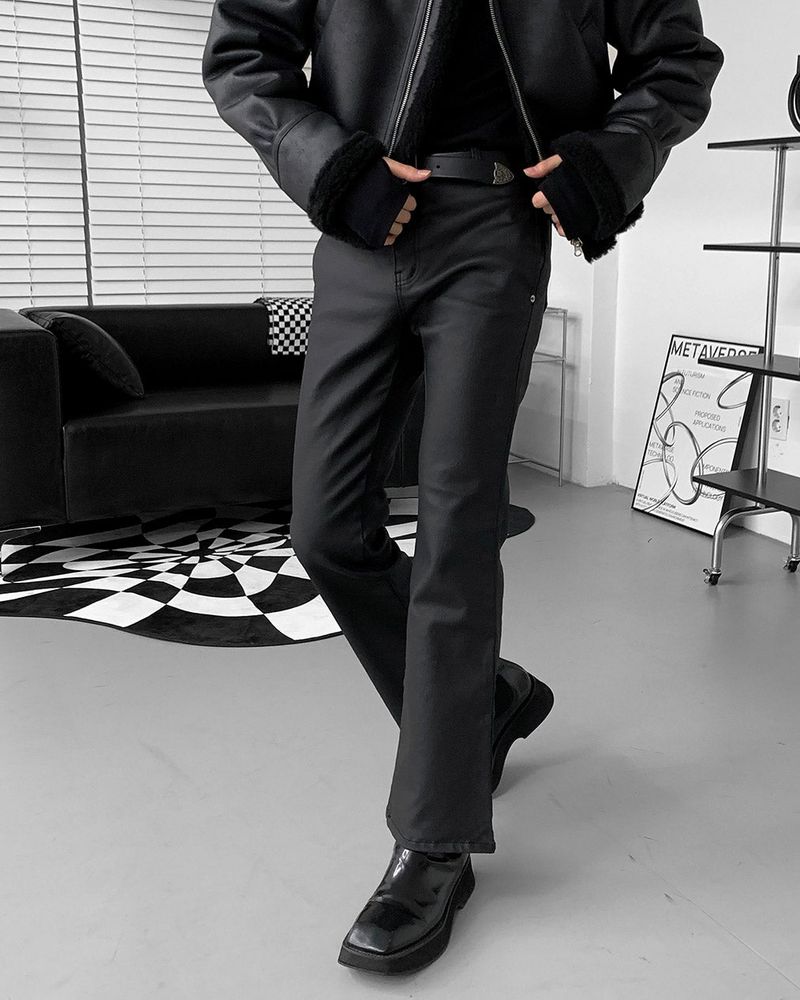 EN Coated Washing Bootcut Slim Pants