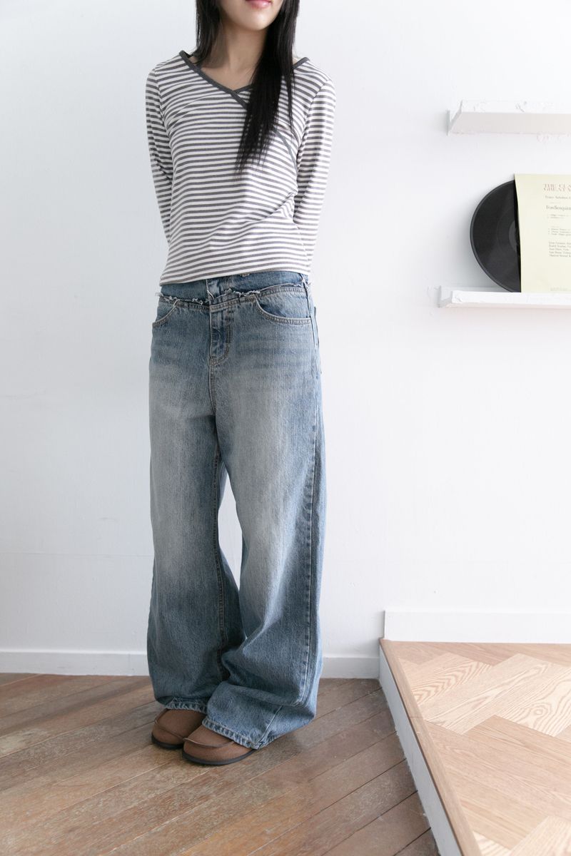 omoosoohy（オムスヒ）の「fringe tail wide denim(S-L)（Pants）」