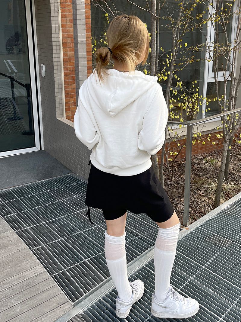 Crop dot hood zip-up