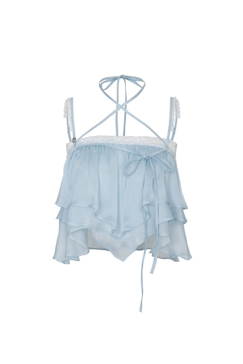 MERMAID FRILL TOP light blue