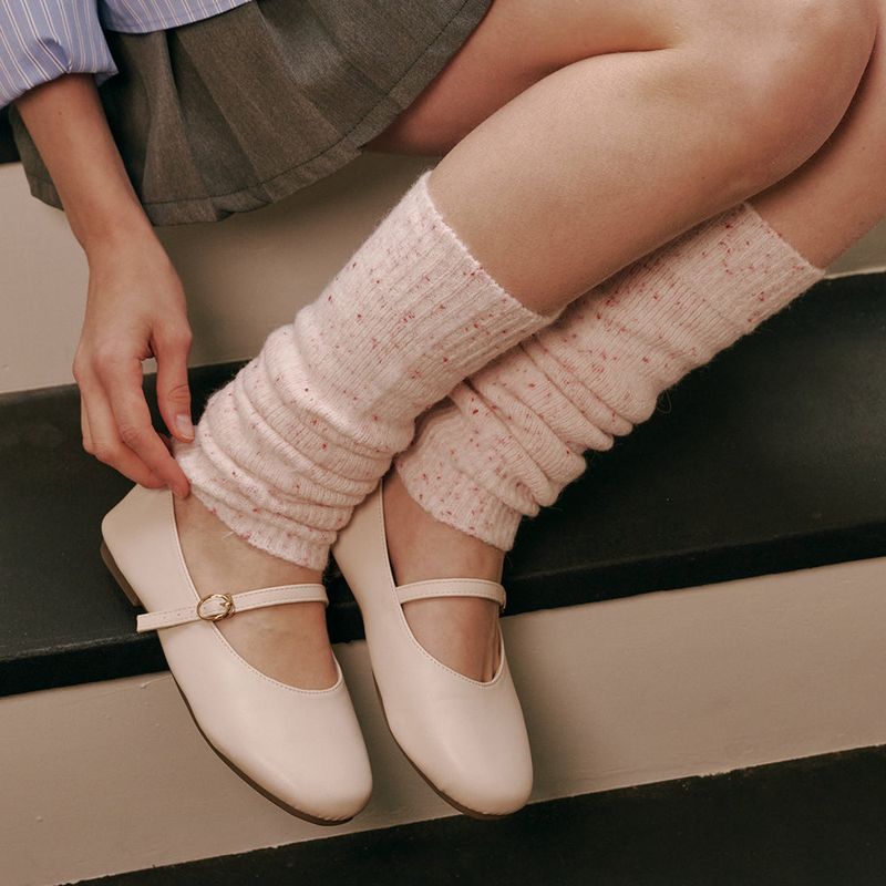 Dot Knit Leg Warmer (White)