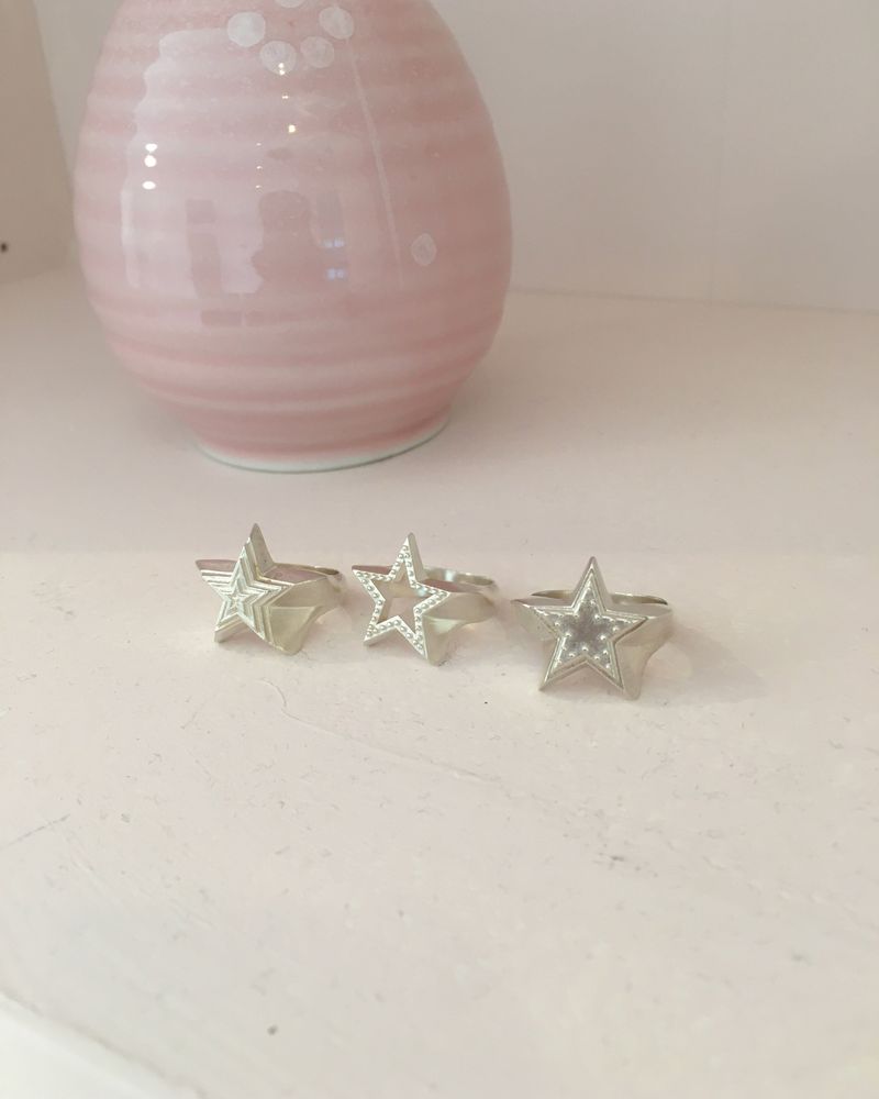 [925SILVER] COOKIE FRAME STAR STUD RING
