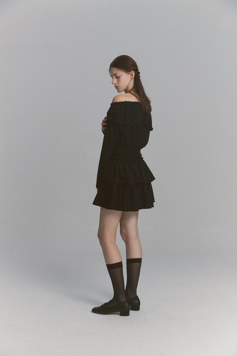Tulip Off Shoulder Top Black