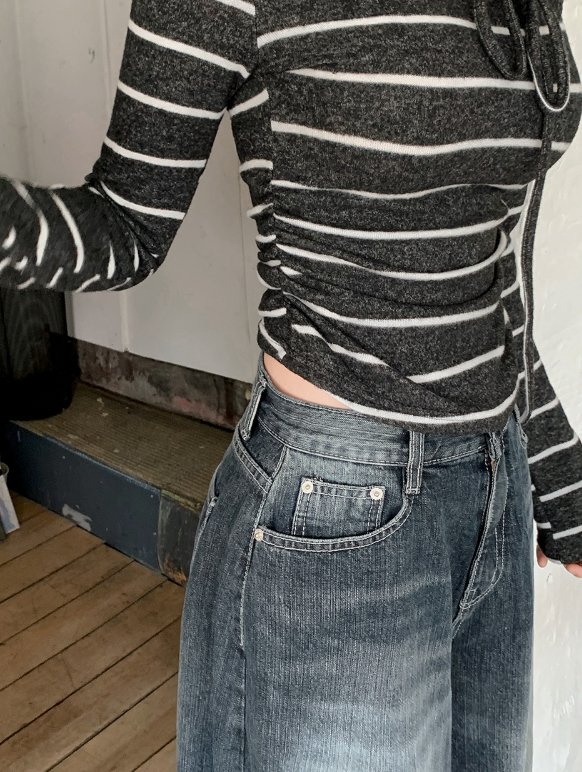 #Border Tie Point Slim Long Sleeve T-shirt (2color)