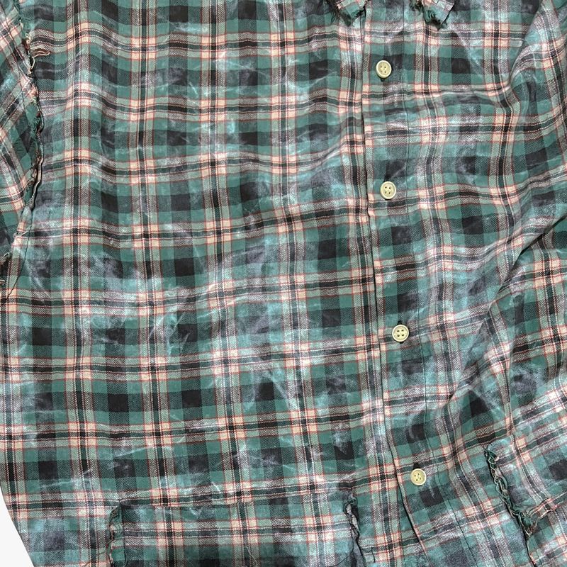 smoke wash check shirt_green