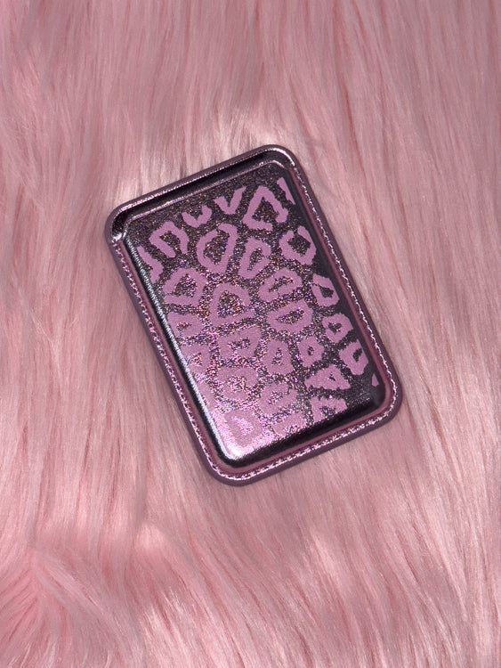 Leopard Silver Pink MagSafe Card Wallet