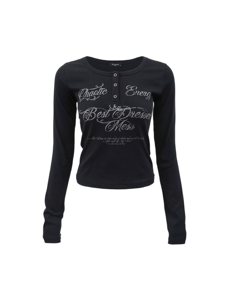 BDM Henley Neck Long Sleeve Black