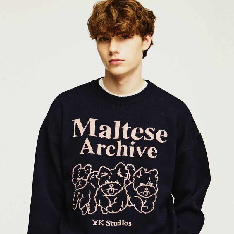 Maltese archive line graphics knit