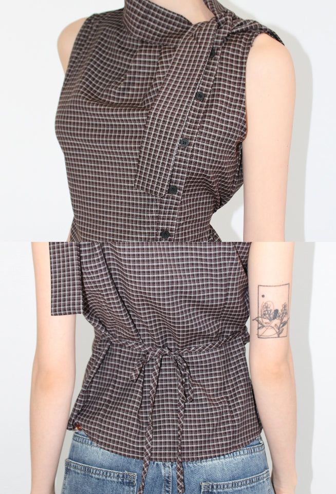 STRAP CHECK SLEEVELESS SHIRT